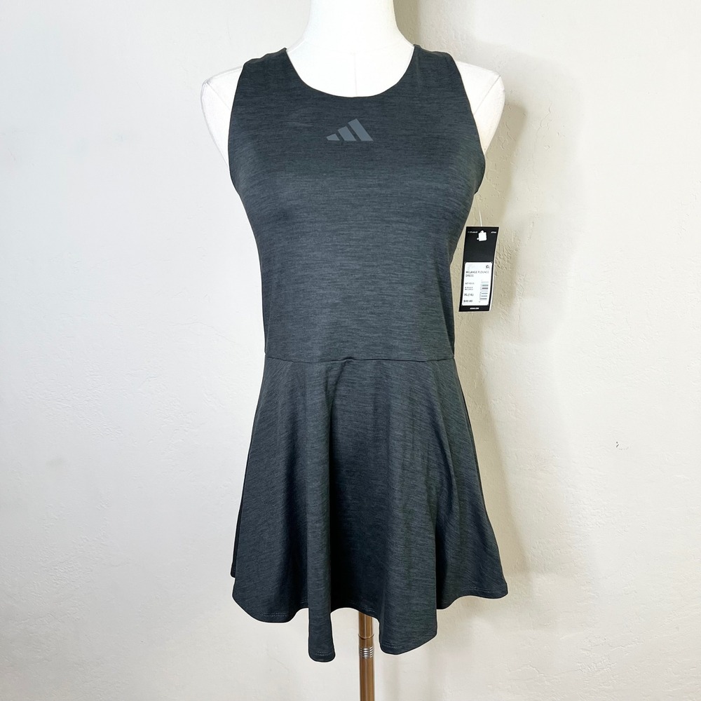 Adidas Dress Melange Flounce Girls Size XL(16) Black New Sleeveless Racerback